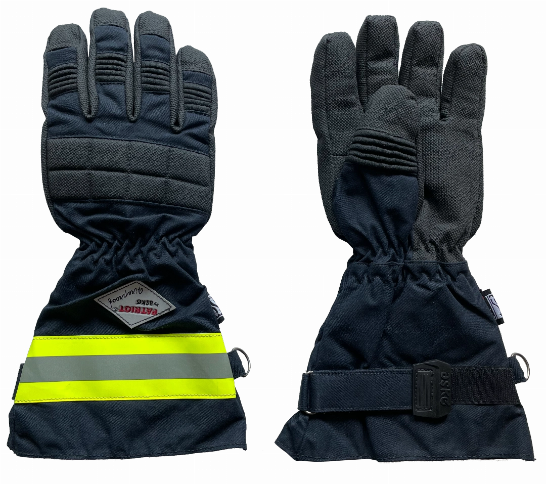 451077 FW-Handschuh Patriot Fireproof blau lange Stulpe.